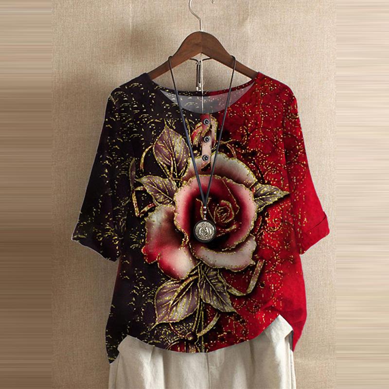 Women's Blouses & Shirts Fashion Floral Printed Women Blouse Shirt Summer Casual O Neck Pullover Tops Half Sleeve Elegant Slim Streetwear Pa, Print 14
Women's Blouses & Shirts Fashion Floral Printed Women Blouse Shirt Summer Casual O Neck Pullover Tops Half Sleeve Elegant Slim Streetwear Pa, Print 14