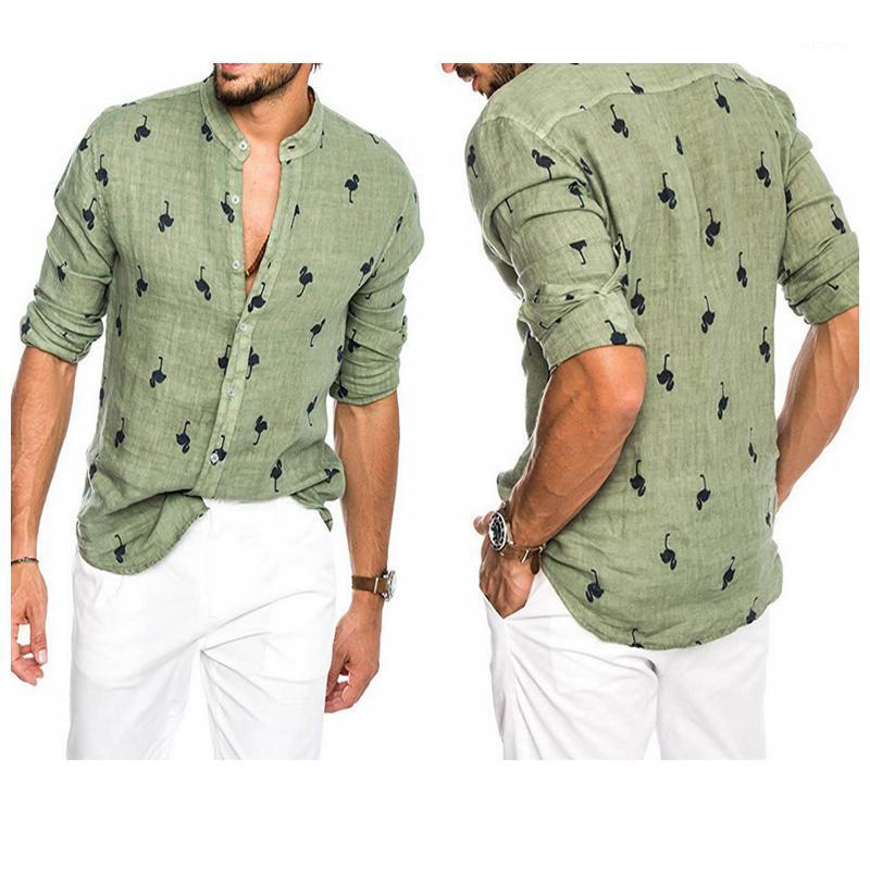 Men's Casual Shirts Caual Hawaiian Flamingo Pattern Print Long Sleeve Stand Collar Men Shirt Tops M-3XL Loose Breathable, Green
Men's Casual Shirts Caual Hawaiian Flamingo Pattern Print Long Sleeve Stand Collar Men Shirt Tops M-3XL Loose Breathable, Green