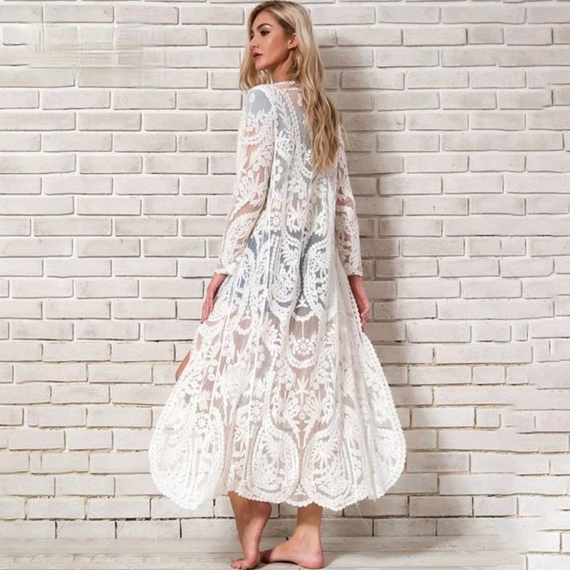 Women's Swimwear Bohemian White Beach Cover-Up Sarong Embroidery Lace Kimono Sexy Transparent Long Cardigan Saida De PraiaWomen's
Women's Swimwear Bohemian White Beach Cover-Up Sarong Embroidery Lace Kimono Sexy Transparent Long Cardigan Saida De PraiaWomen's