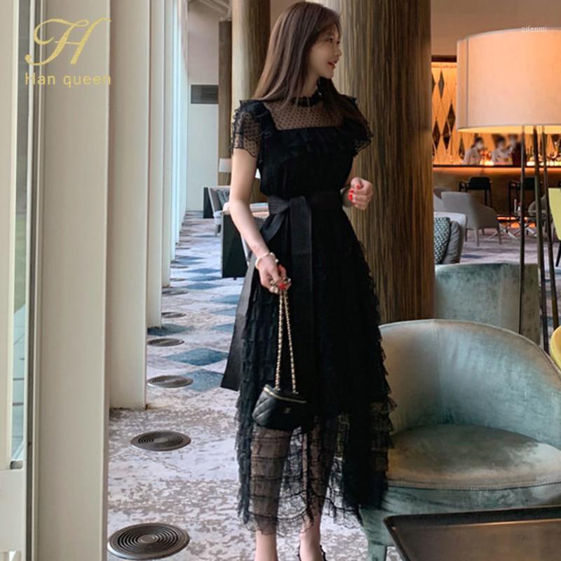 Casual Dresses H Han Queen Vintage Elegant Long Dress Women' Summer Lace Mesh Korean Black Short Sleeve Lace-Up Ankle-length Vestidos
Casual Dresses H Han Queen Vintage Elegant Long Dress Women' Summer Lace Mesh Korean Black Short Sleeve Lace-Up Ankle-length Vestidos
