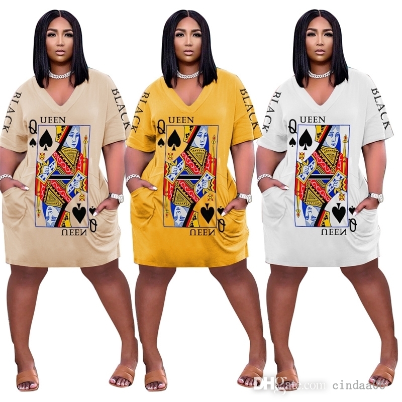 Plus Size S-3xl 4xl 5XL Womens Causal Dresses Print Spade Q Playing Card Dress Short Sleeve One Piece Skirt, White
Plus Size S-3xl 4xl 5XL Womens Causal Dresses Print Spade Q Playing Card Dress Short Sleeve One Piece Skirt, White