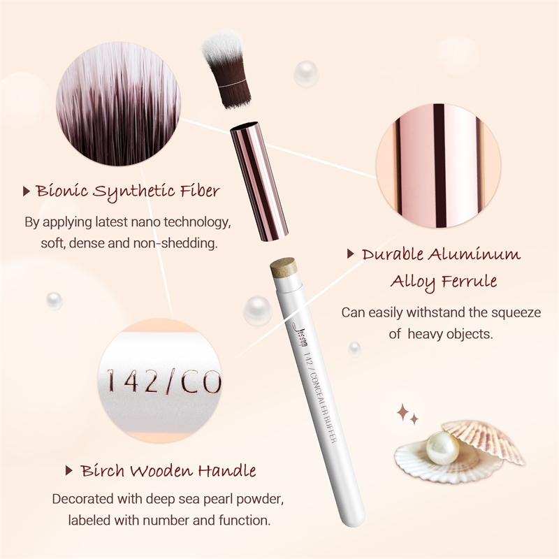 Jessup Makeup brushes set 6-25pcs Pearl White / Rose Gold Professional Make up brush Natural hair Foundation Powder Blushes W220420