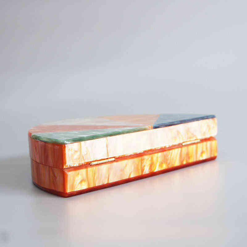 NXY Evening Bag Halve Maan Vorm Acryl Sluiting Resin Bead Acetaat Doos Koppelingen Tassen Vrouwen Party Bruiloft Mode Strand Avond Lady Handtassen Pur