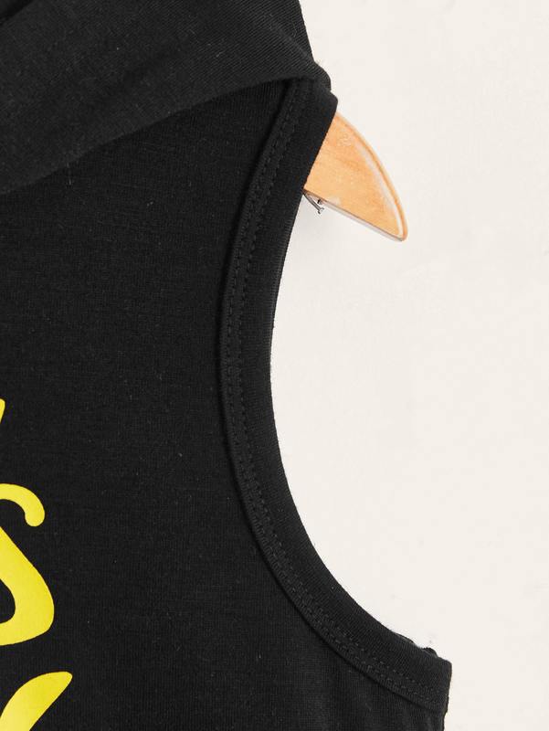 Toddler Boys Letter and Print Hooded Tank Top SHE01