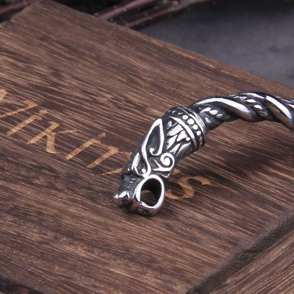 Men's Bangle Stainless Steel Nordic Viking Norse Dragon Bracelet Men Wristband Cuff Bracelets