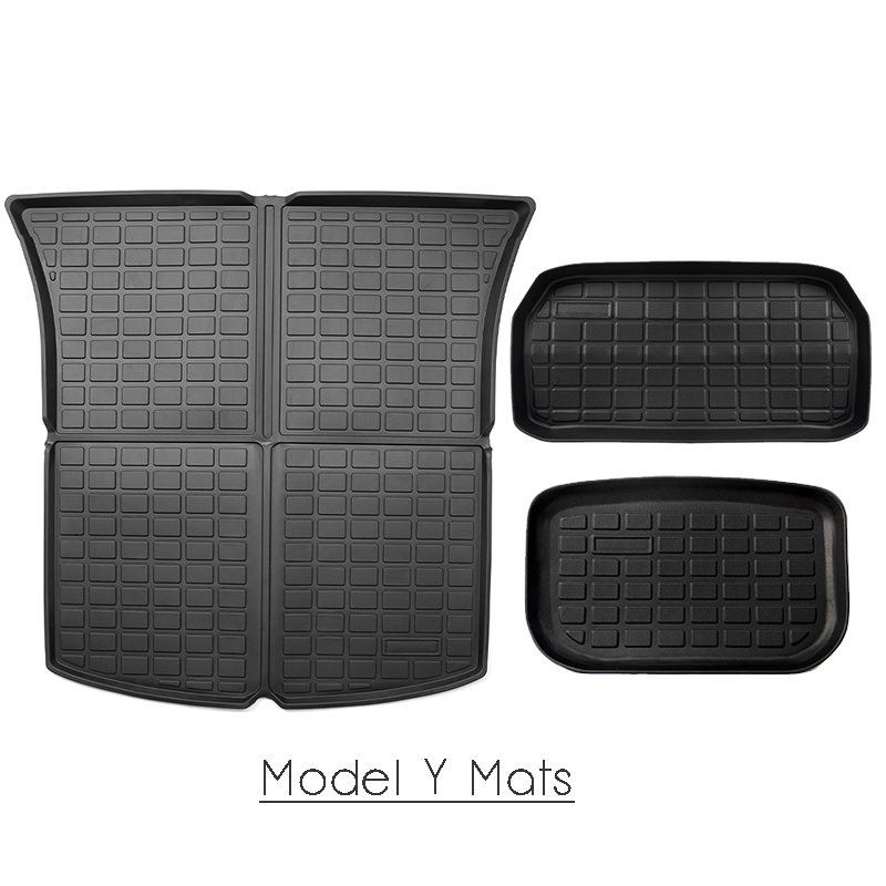 Full Sets Plain TPE Trunk Frunk Mats For Tesla Model 3/Y 2020-2023 Cargo Liners Rear Front Trunk Protector Boot Lower Compartment Mat Model3 Interior 