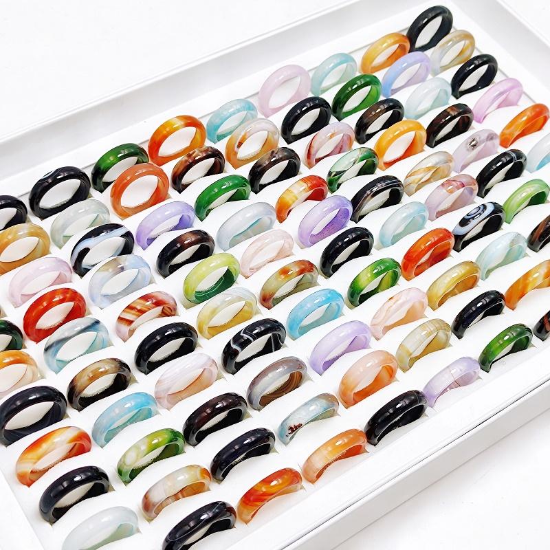 Cluster Rings 50Pcs/Lot Vintage Multi- Color Natural Stone Agate Women's Mixed Style 6MM Carnelian Wedding Band Jewelry Party GiftCluste
Cluster Rings 50Pcs/Lot Vintage Multi- Color Natural Stone Agate Women's Mixed Style 6MM Carnelian Wedding Band Jewelry Party GiftCluste