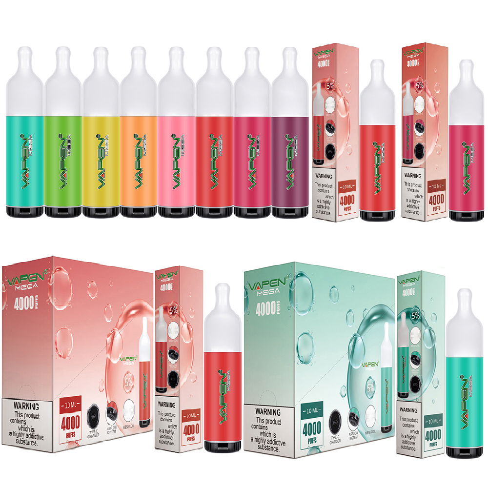 Authentic Vapen Mega Disposable E cigarettes 4000 Puffs Vape Pen 10ml Pre-filled Vapor Mesh Coil Airflow Starter Kit 600mAh Rechargeable Battery Portable Vaporizer
Authentic Vapen Mega Disposable E cigarettes 4000 Puffs Vape Pen 10ml Pre-filled Vapor Mesh Coil Airflow Starter Kit 600mAh Rechargeable Battery Portable Vaporizer