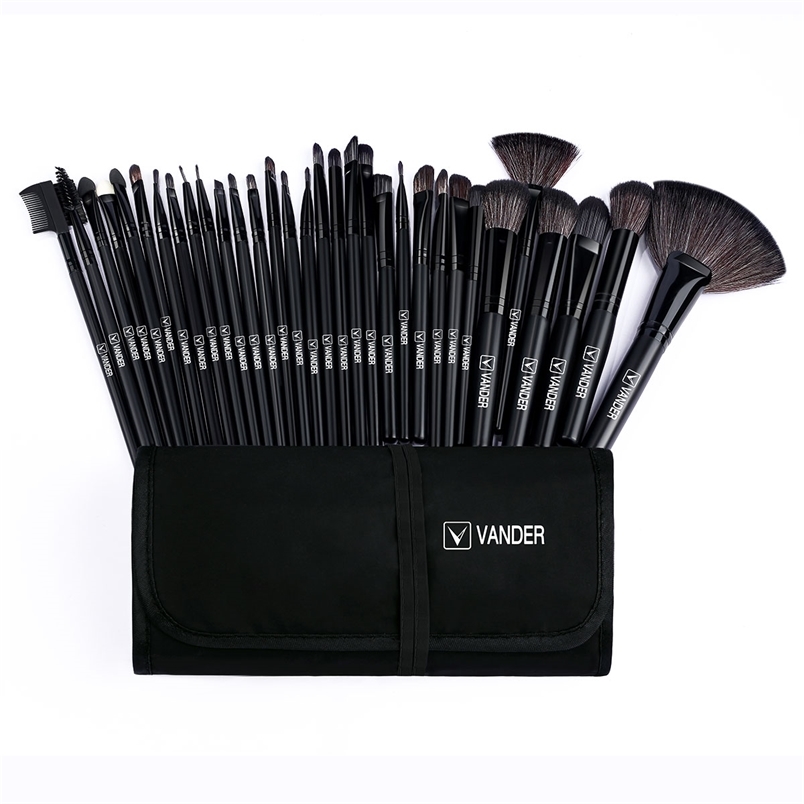 32pcs Black Makeup Brushes Natural Hair Professional Foundation Powder Eyeshadow Blush Makeup Brush Set With Case 220623