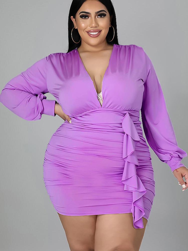Plus Size Dresses Sexy V Neck Long Sleeve High Waist Ruffles Pleated Package Hip Mini Setin Dress For Ladies 2022 Autumn 4XL, Black
Plus Size Dresses Sexy V Neck Long Sleeve High Waist Ruffles Pleated Package Hip Mini Setin Dress For Ladies 2022 Autumn 4XL, Black