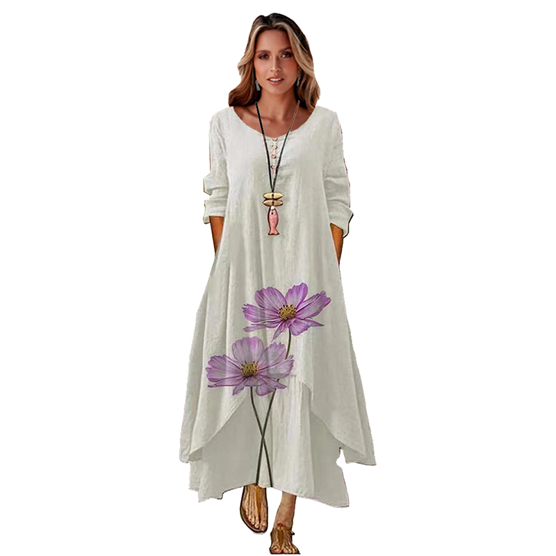 2022 Elegant Flowers Print Long Sleeve Spring Summer Dresses Casual O Neck Loose Women Dress Vintage Party Vestidos Dresses
2022 Elegant Flowers Print Long Sleeve Spring Summer Dresses Casual O Neck Loose Women Dress Vintage Party Vestidos Dresses