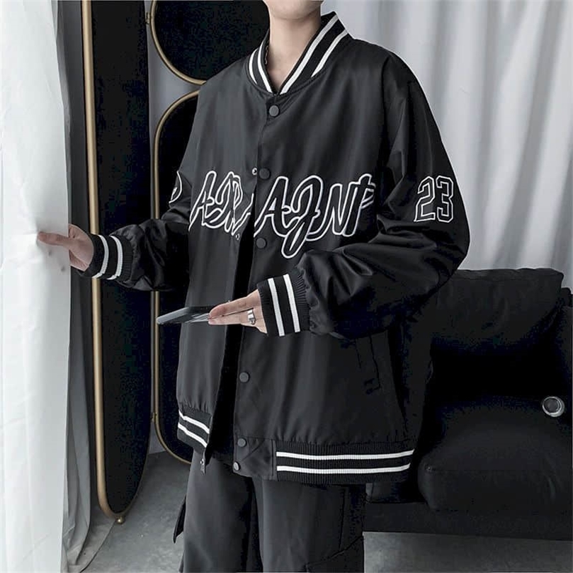 Spring Autumn Bomber Jacket Men Women Harajuku BFpreppy Style Loose Trend Baseball Uniform Letter Embroidery Simple Coats 220816, Black jacket
Spring Autumn Bomber Jacket Men Women Harajuku BFpreppy Style Loose Trend Baseball Uniform Letter Embroidery Simple Coats 220816, Black jacket