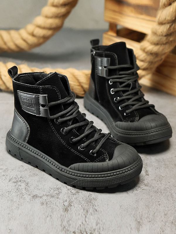 Boys Letter Graphic Combat Boots SHE