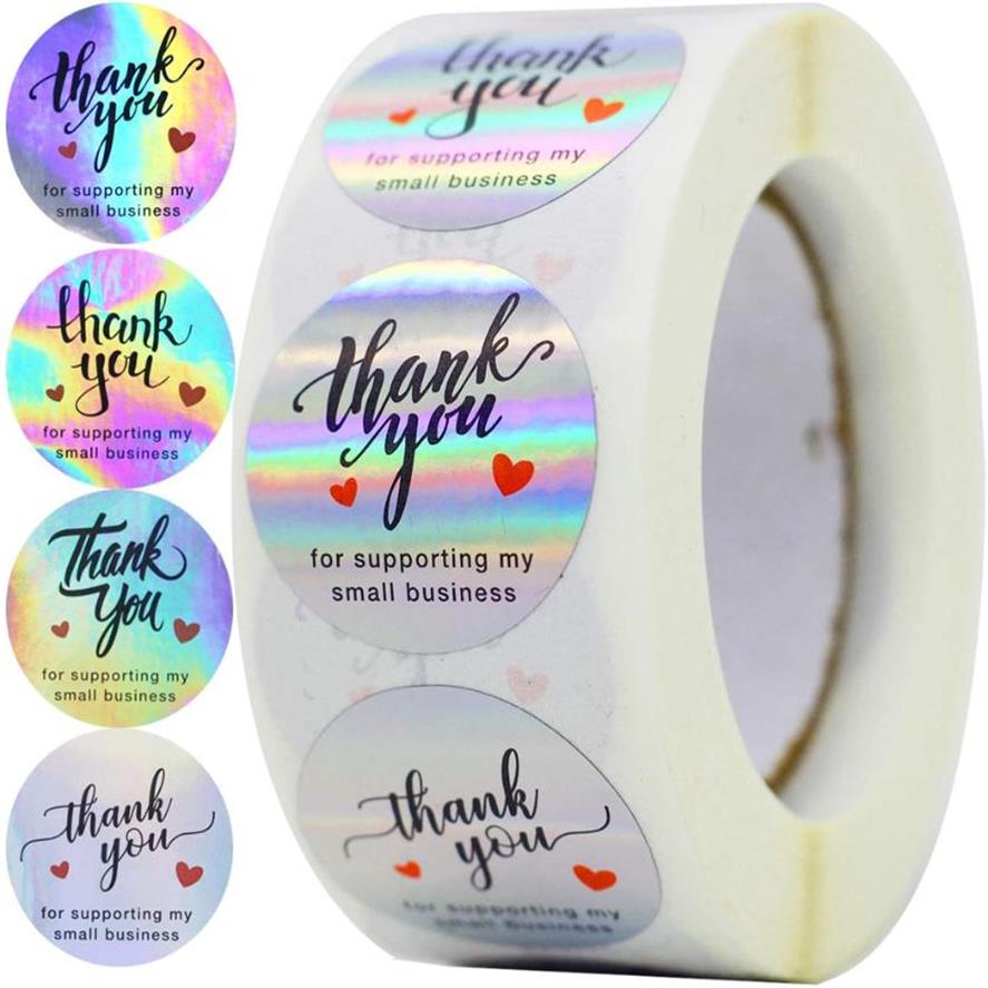 500pcs Rainbow Holo Thank You Stickers 4 Designs Holographic For Supporting My Small Business Gift Labels Wrap273S273W5041114