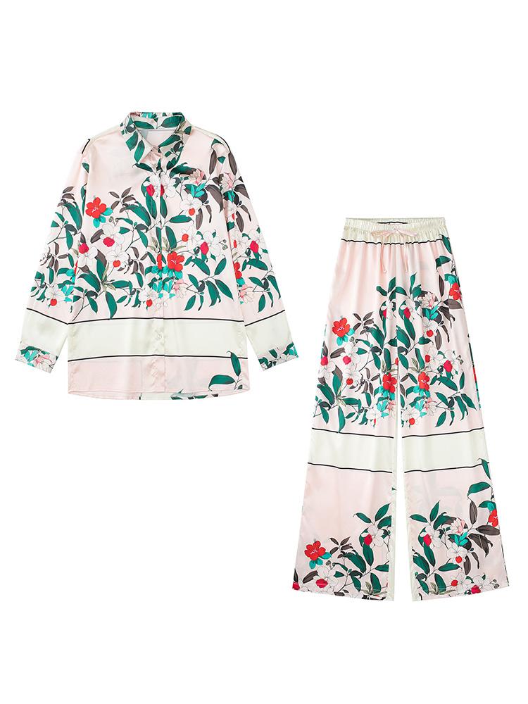 Women's Two Piece Pants Women Elegant Vintage Floral Print Satin Sets Long Sleeve Shirt And Elastic High Waist Wide Leg Trousers SetWomen's, Top
Women's Two Piece Pants Women Elegant Vintage Floral Print Satin Sets Long Sleeve Shirt And Elastic High Waist Wide Leg Trousers SetWomen's, Top