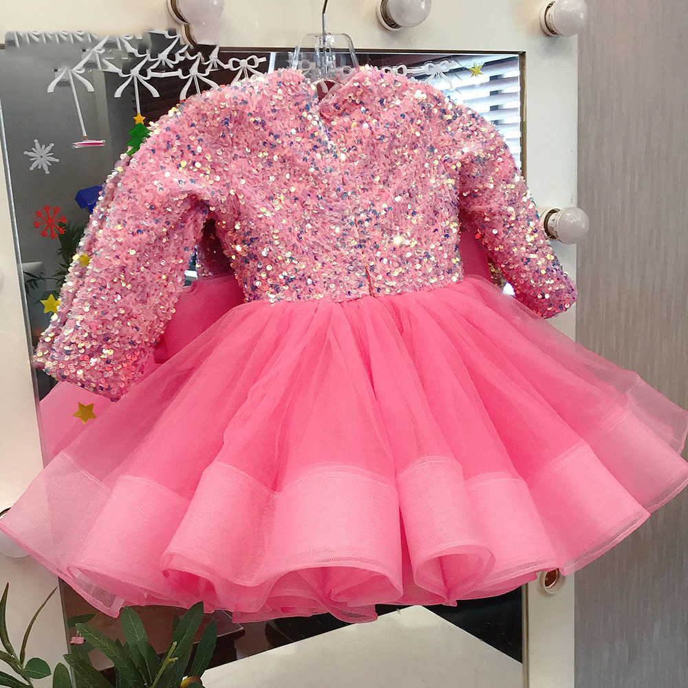 2023 Bling Beaded Crystal Flower Girls Dresses For Teens Tulle Floor Length Beach Girl Pageant Party Gowns Tulle Skirt Formal Kids Christmas Wear