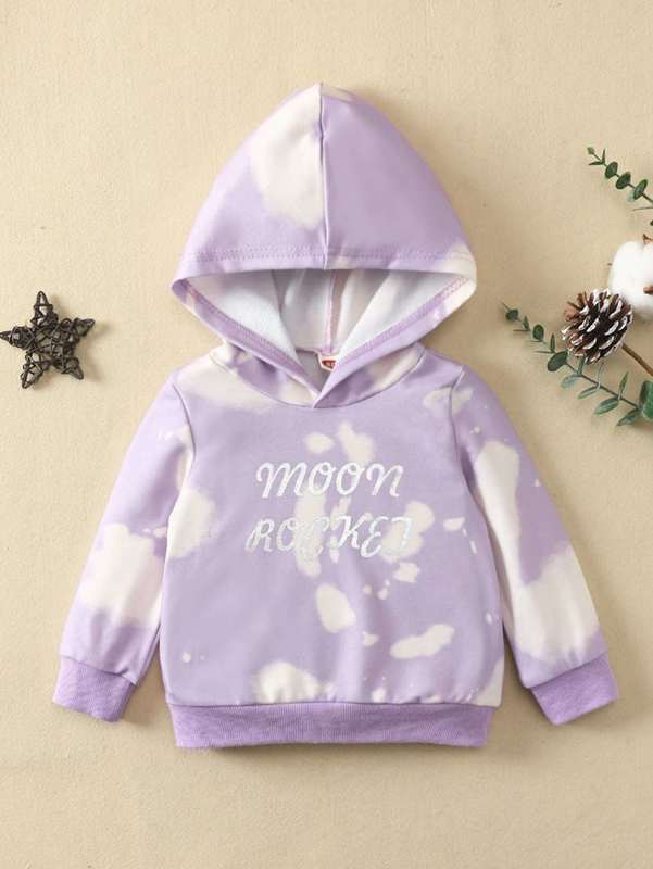 Baby Letter Graphic Tie Dye Hoodie SHE