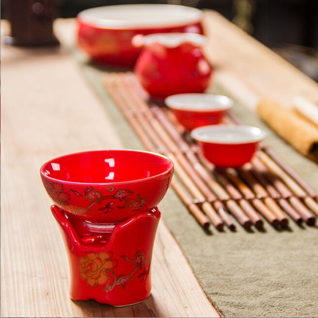 

Tea Strainers Black red gold dragon peony filter Ceramic 2022 Kung Fu tea ceremony accessorie SQ201708030
