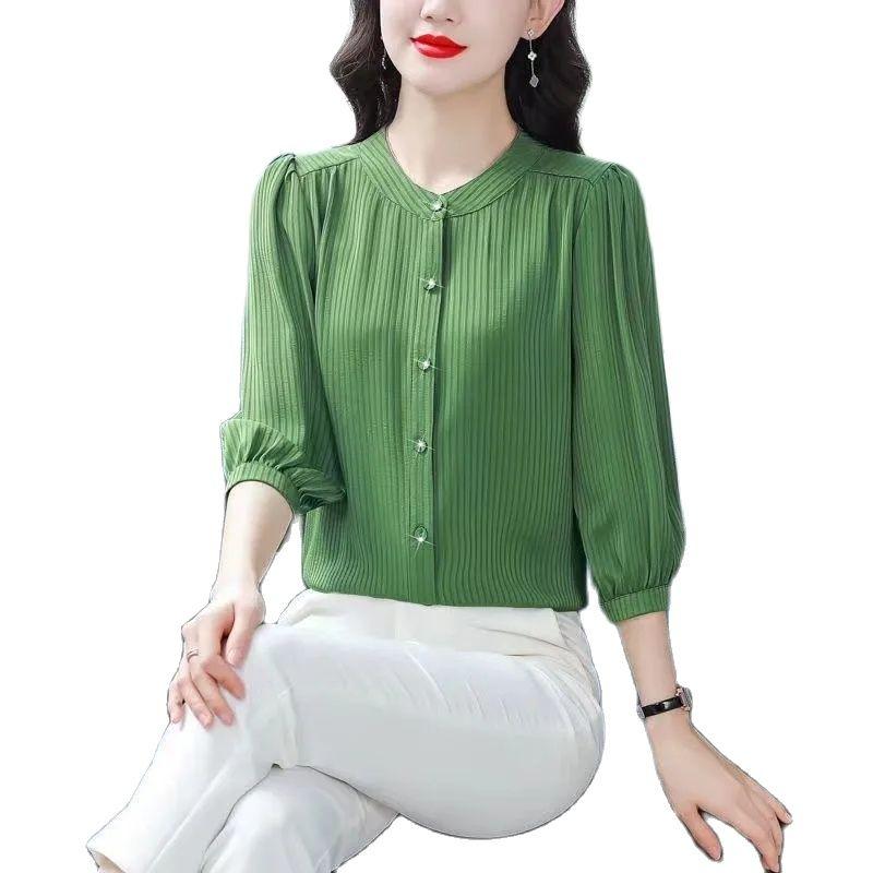 Women's Blouses & Shirts Green Chiffon Stripe Pullover Crew Neck Women Shirt 2022 Summer Three Quarter Sleeves Upscale Fashion Elegant Jacke, Red
Women's Blouses & Shirts Green Chiffon Stripe Pullover Crew Neck Women Shirt 2022 Summer Three Quarter Sleeves Upscale Fashion Elegant Jacke, Red