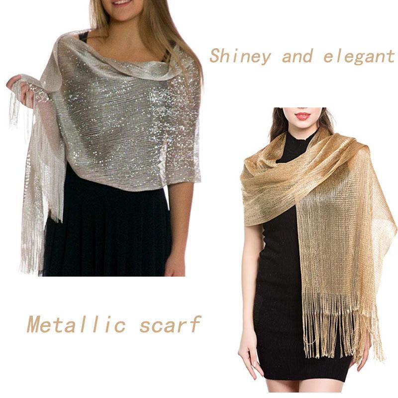 Scarves Fashion Women Metallic Wedding And Party Shawls Elegant Shiney Long ScarvesScarves
Scarves Fashion Women Metallic Wedding And Party Shawls Elegant Shiney Long ScarvesScarves