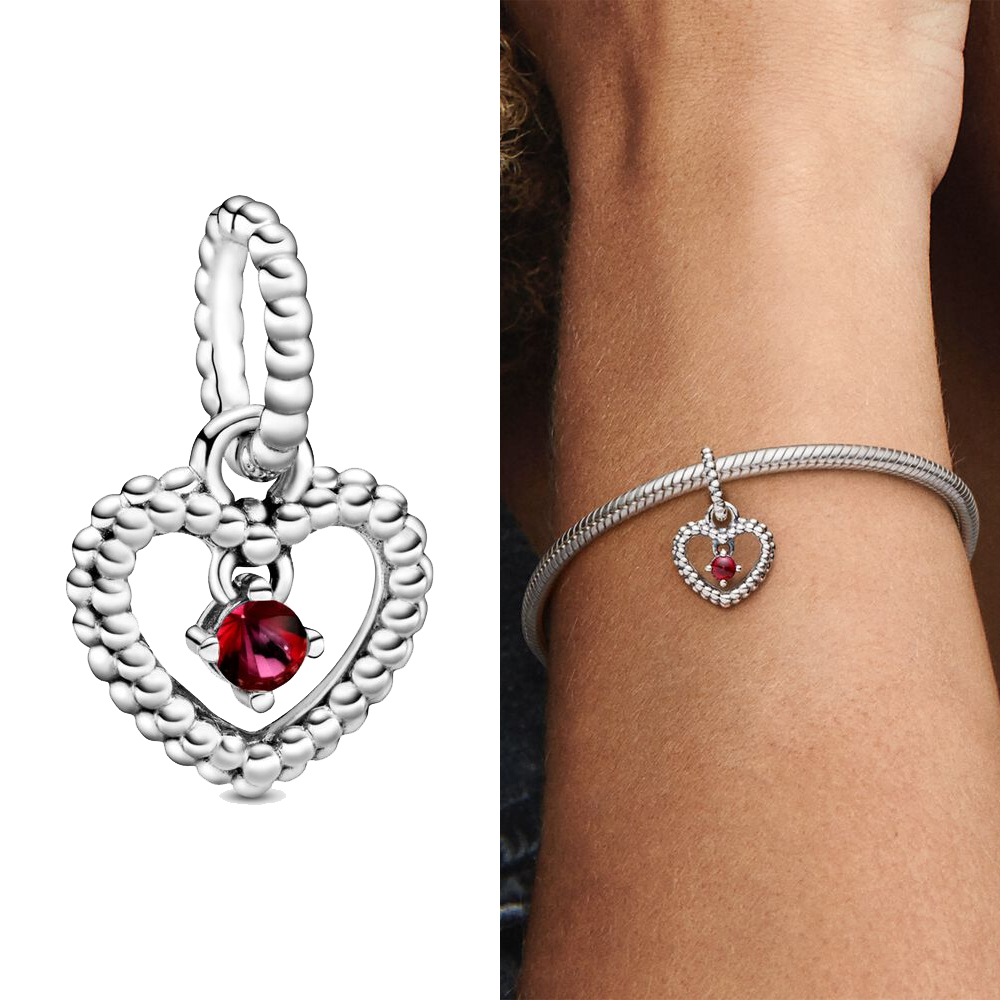 S925 Sterling Silver Dangle Charm Twee month Birthstone Heart Eternity Beads Bead Fit Charms Bracelet DIY Jewelry Accessories