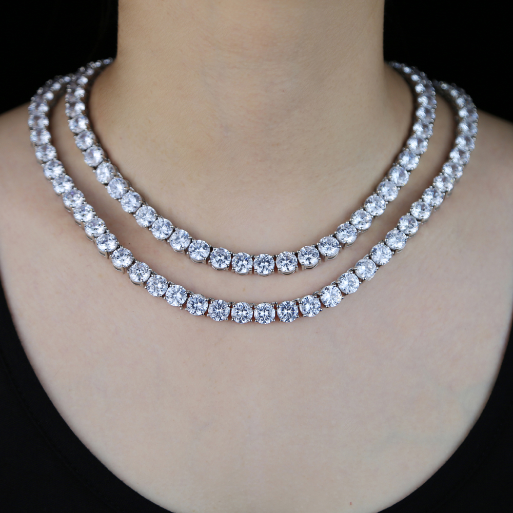 Bg Hip Hop Necklace: 8mm Cubic Zirconia Tennis Chain for Women, Charming Statement Crystal Choker Collar, Party Jewelry