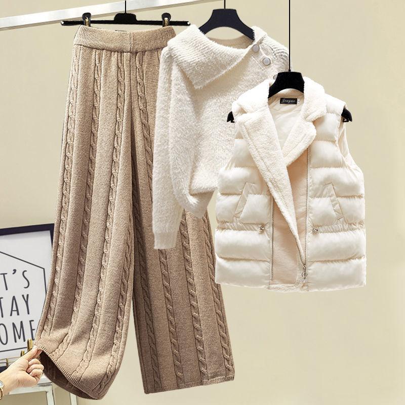 Women's Two Piece Pants Retro Vintage Knitted Pullover Chic Korean Japanese Girl College Style Design Button High Neck Top Wide Leg Suit 202, Pants 1
Women's Two Piece Pants Retro Vintage Knitted Pullover Chic Korean Japanese Girl College Style Design Button High Neck Top Wide Leg Suit 202, Pants 1