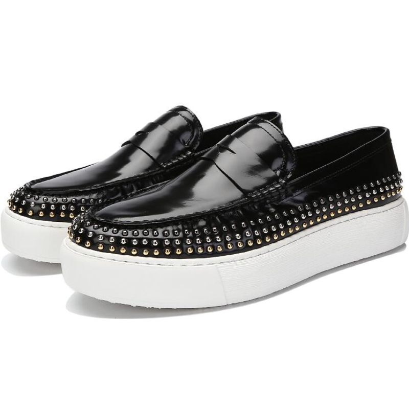 Fashion Rivet Men Loafers Handmade Stud Man Party Dancing Shoes Sewing Men's Casual Sneaker Outdoor, Black glitter leather
Fashion Rivet Men Loafers Handmade Stud Man Party Dancing Shoes Sewing Men's Casual Sneaker Outdoor, Black glitter leather