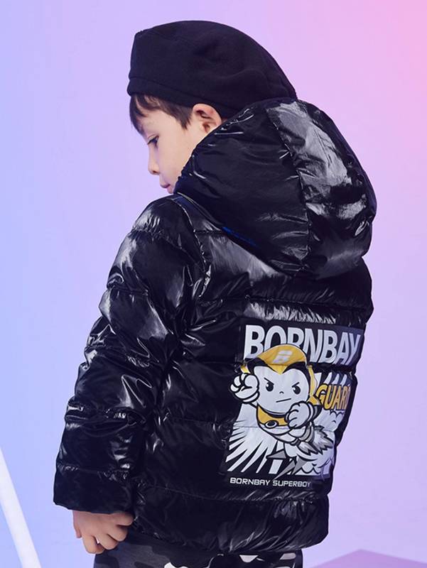 Toddler Boys Cartoon & Letter Graphic Hooded Down Coat SHE