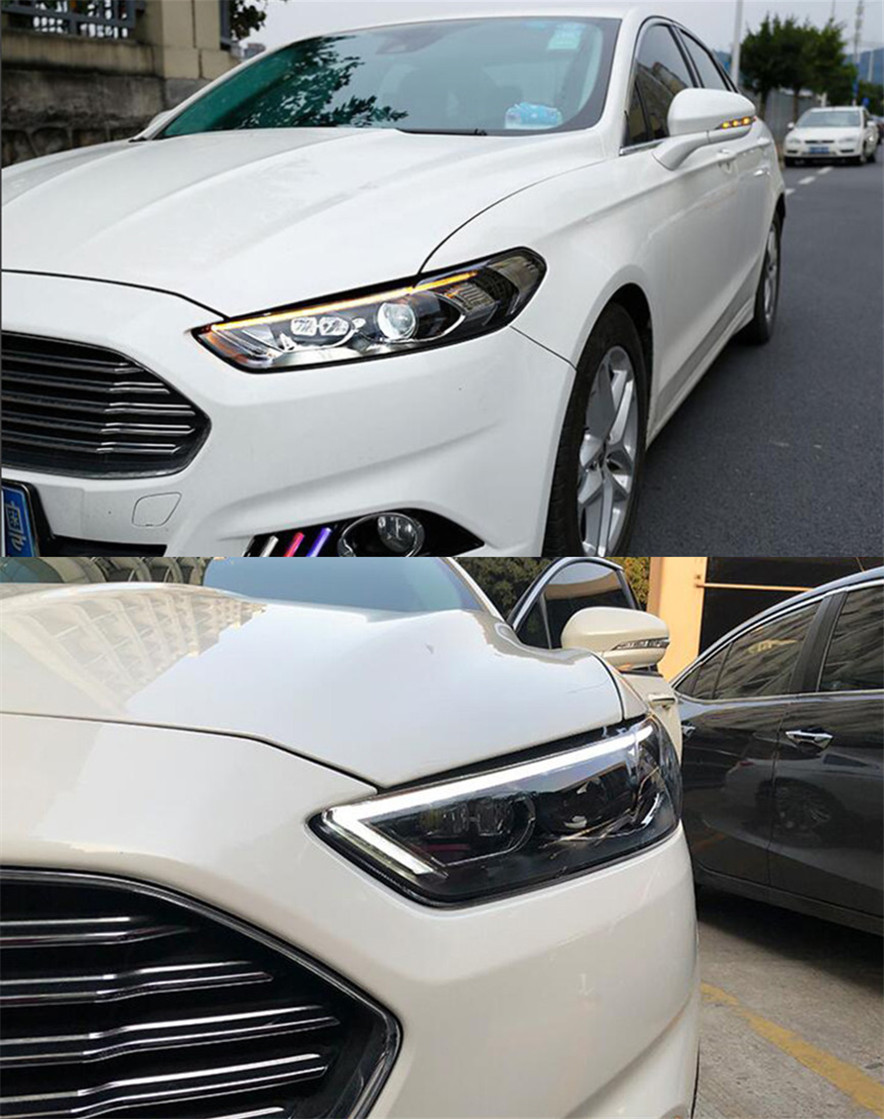LED Headlights For Cars Mondeo Fusion 20 13-20 16 LED Dynamic Turn Signal Front Lights Blue DRL Headlights Assembly