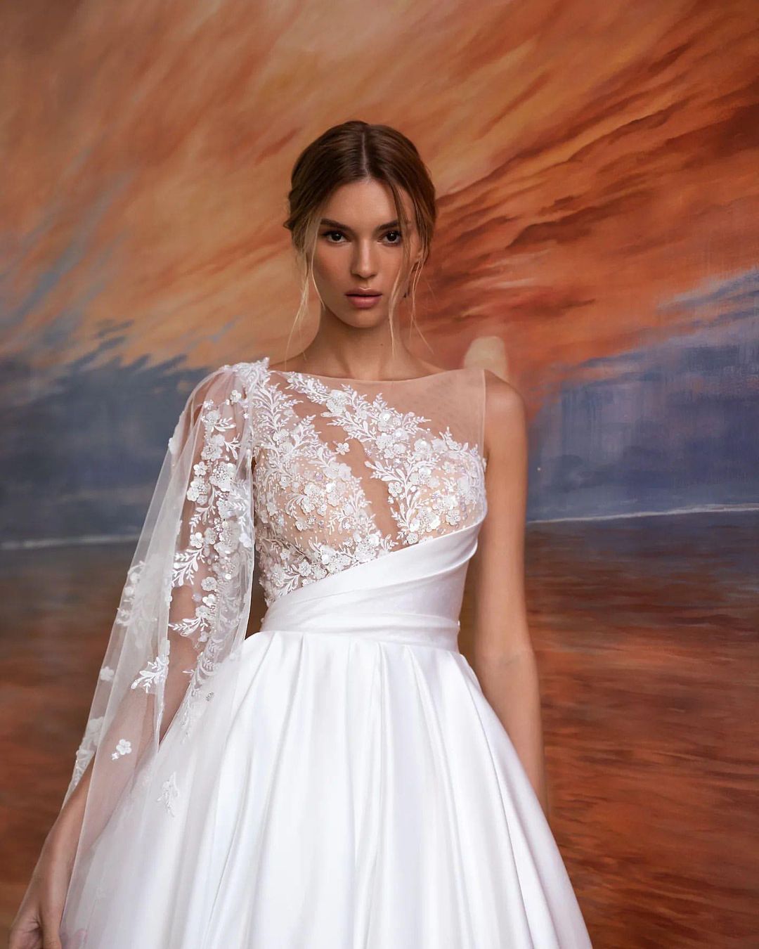 Wedding Dress A-Line Classic Satin Sleeveless High Neck Backless With Cape Appliques Sequins Beads Plus Size Satin Ruffles Bridal Gowns Train robe cus