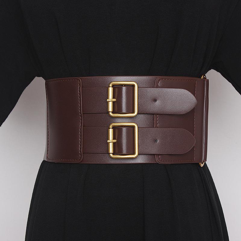 Belts Fashion Widened Double Needle Buckle Cowhide Waist Seal High Quality Female Apparel Accessories Dress Clothes Waistband, Black
Belts Fashion Widened Double Needle Buckle Cowhide Waist Seal High Quality Female Apparel Accessories Dress Clothes Waistband, Black