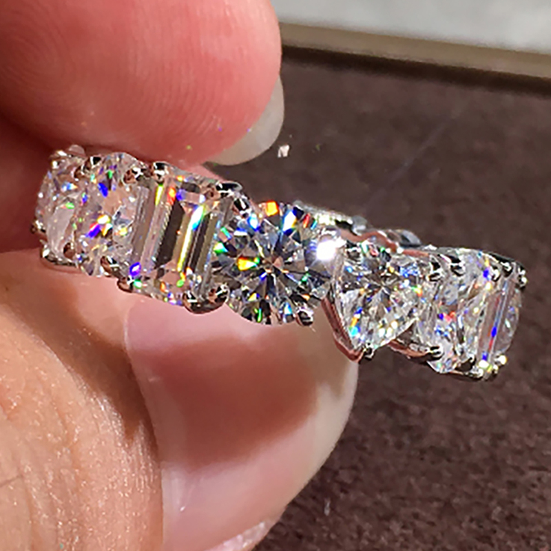 10K Au417 White Gold Women Wedding Party Engagement Ring 0.5 Caat Each Round Oval Heart Emerald Moissanites Diamond Ring Trendy