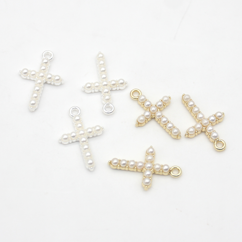 20pcs Cute Small Mix Color Religious DIY Craft Charms For Kids Christianity Enamel Rhinestone Cross Shape Pendant Charm For Bracelet /Necklace Making 