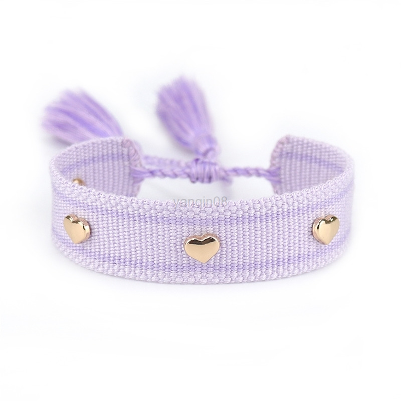Woven Friendship Bracelet For Women Adjustable Rope Bracelets Cotton Heart Tassel Embroidery Bracelet Wholesale Jewelry G220801