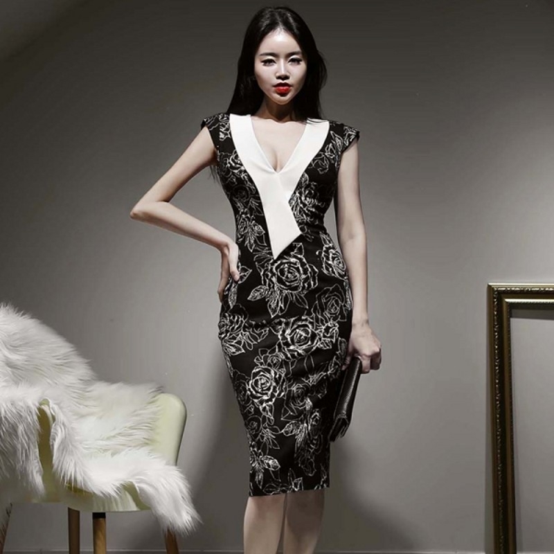 Sexy VNeck Sleeveless Bodycon Sheath Dress Korean Office OL Print Slim Formal Party 210526, Photo color
Sexy VNeck Sleeveless Bodycon Sheath Dress Korean Office OL Print Slim Formal Party 210526, Photo color