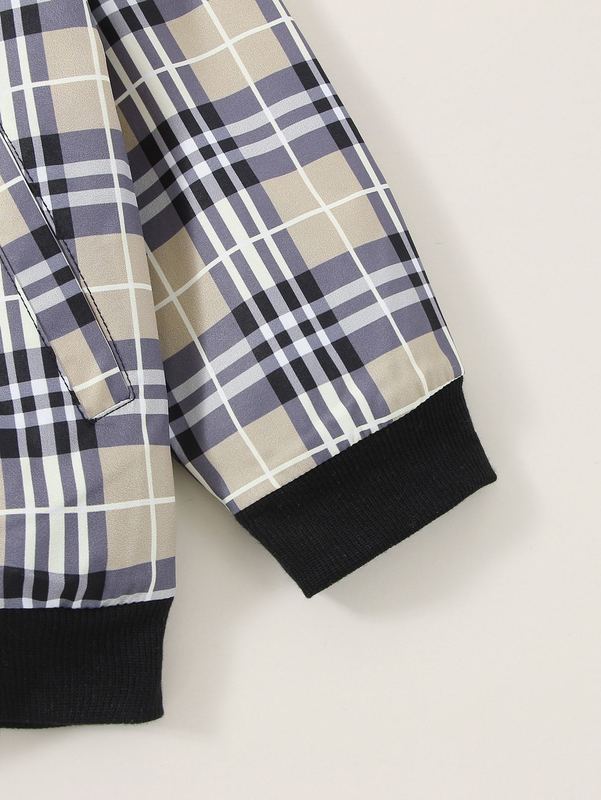 Toddler Boys Plaid Print Hooded Jacket SHE
