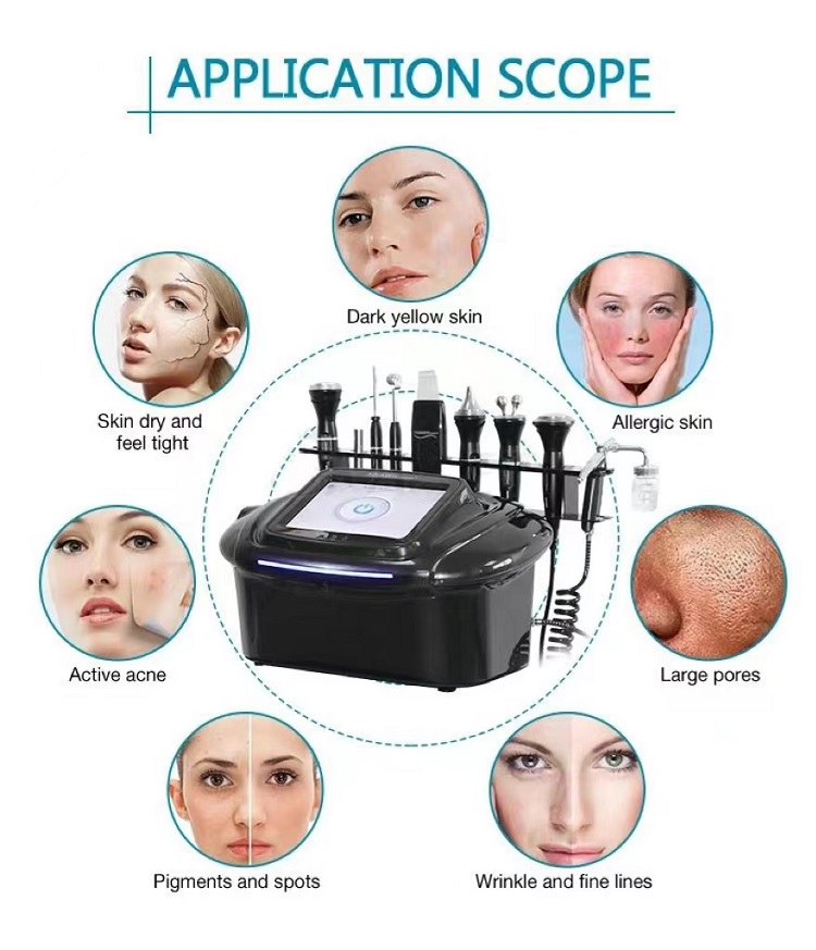 New 9 IN 1 Weight Loss Blackhead Acne Removal Facial deep cleansing scrub microcurrent machines RF ultrasound face lift Multi-Functional beauty machin