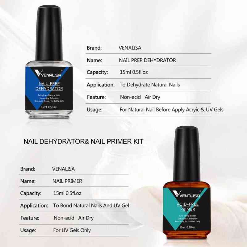 NXY Nail Gel Bonder Prep Dehydrator and Acid Free Primer Acrylic Uv Base Coat Air Dry Art 2 Pcs Set 0328