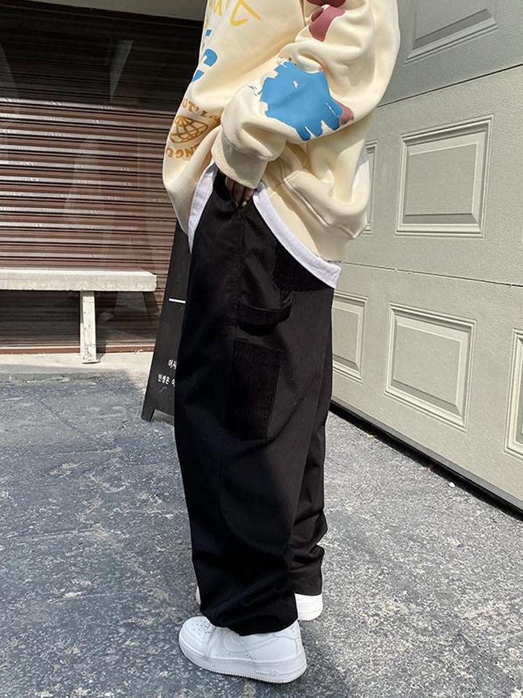 HOUZHOU Harajuku Cargo Pant Vintag Y2k Hip Hop Oversized Patchwork Japan Style Loose Trousers Female Streetwear Grunge 220325