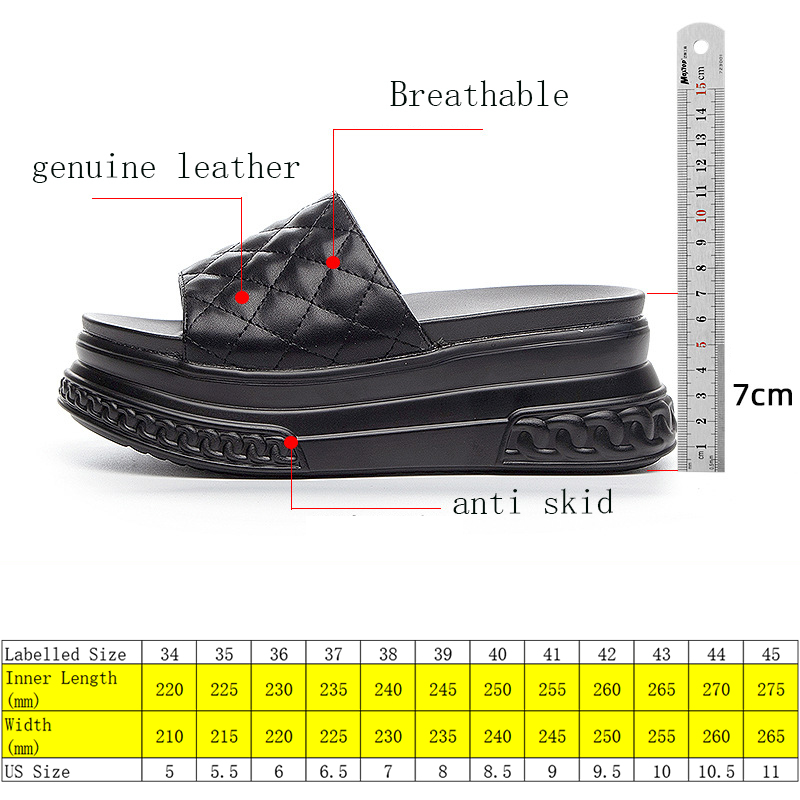 7cm Platform Slippers Wedge Shoes Beach Genuine Leather Women Summer Shoes Breathable Slides Beach Shoes Summer Sandals, Black
7cm Platform Slippers Wedge Shoes Beach Genuine Leather Women Summer Shoes Breathable Slides Beach Shoes Summer Sandals, Black