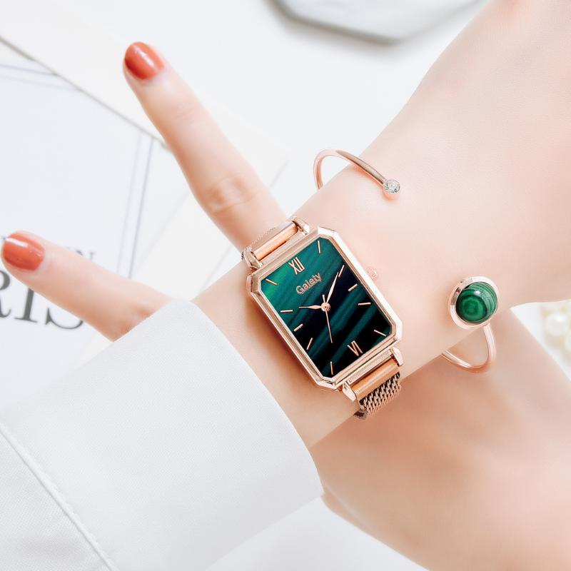 Wristwatches Gaiety Ladies Watch Alloy Mesh With Green Korean Square Quartz Bracelet Set, Brown
Wristwatches Gaiety Ladies Watch Alloy Mesh With Green Korean Square Quartz Bracelet Set, Brown