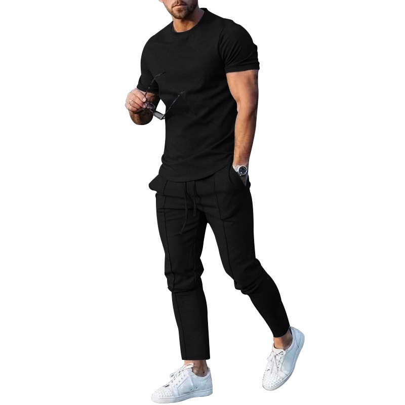 2022 summer two-piece Mens Tracksuits suit round neck short sleeve Pullover T-shirt and trousers casual Street trendsetter home clothes men's pants, Black
2022 summer two-piece Mens Tracksuits suit round neck short sleeve Pullover T-shirt and trousers casual Street trendsetter home clothes men's pants, Black