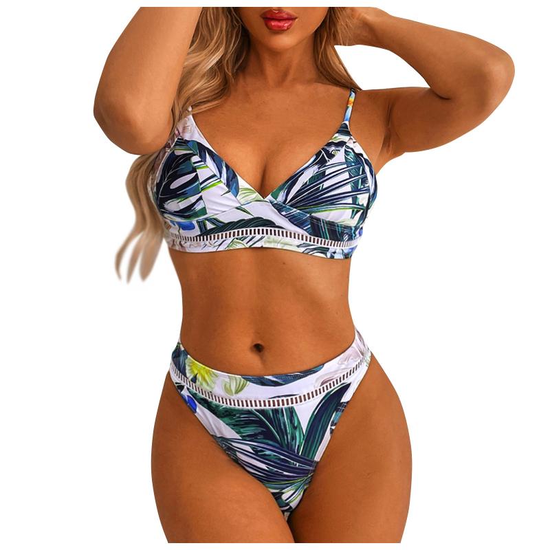 Women' Swimwear Sexy Bikini 2022 Leaf Print Thong High Waist Swimsuit Female Push Up Set Summer Swimming Wear For Bathing Suit, Green
Women' Swimwear Sexy Bikini 2022 Leaf Print Thong High Waist Swimsuit Female Push Up Set Summer Swimming Wear For Bathing Suit, Green