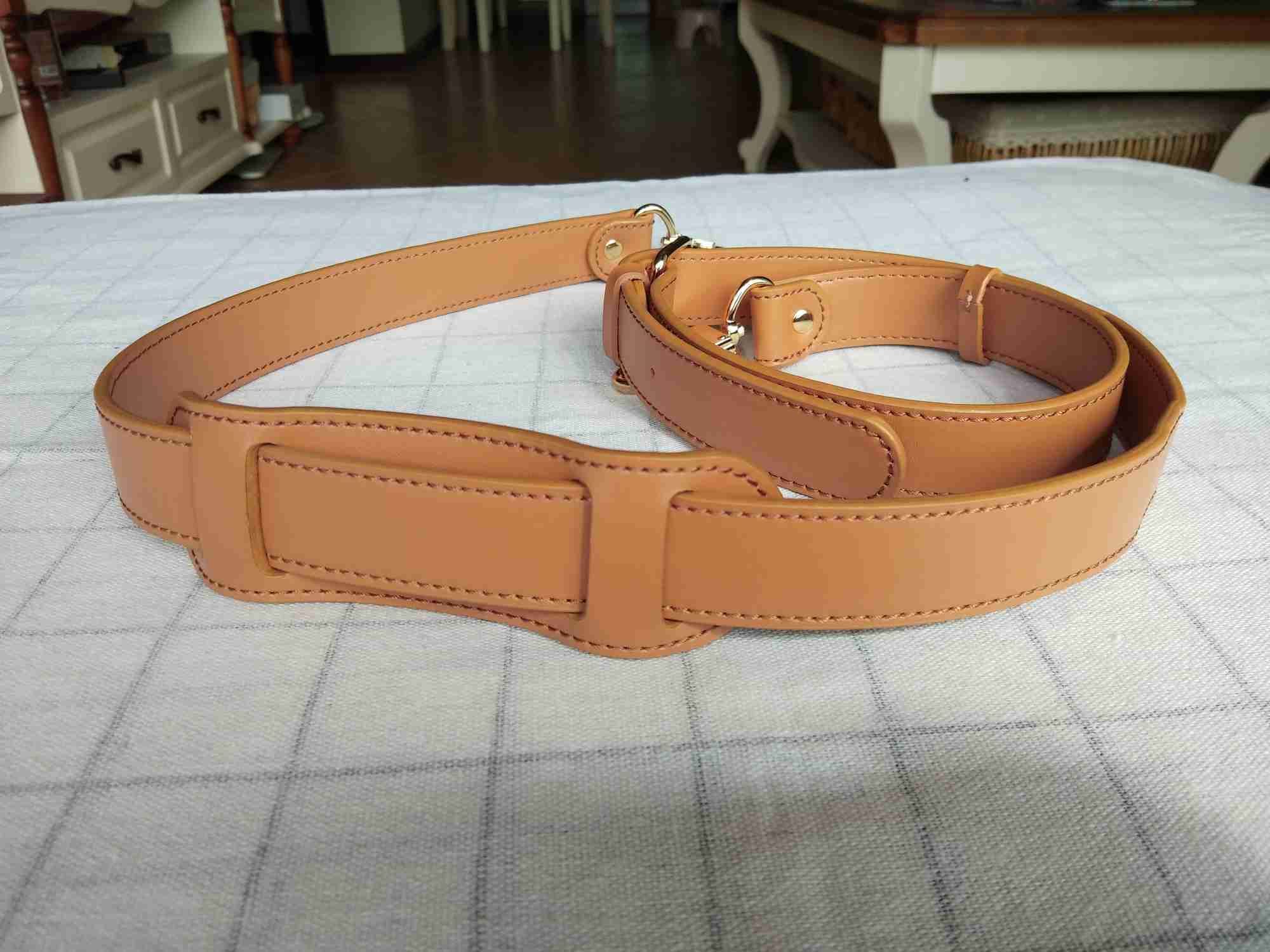 2.4cm Wide Crossbody Strap Replacement Adjustable Bag Accessories Gold Hardware Real Leather brown color