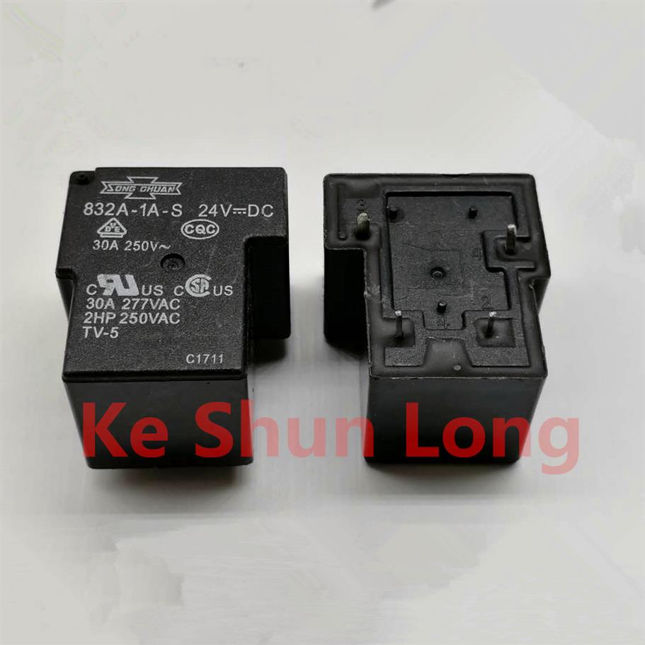 lot 5 pieces lot SONG CHUAN 832A-1A-S-24VDC 832A-1A-S-24V 832A-1A-S-DC24V 4PINS 30A Power Relays original New275b
lot 5 pieces lot SONG CHUAN 832A-1A-S-24VDC 832A-1A-S-24V 832A-1A-S-DC24V 4PINS 30A Power Relays original New275b