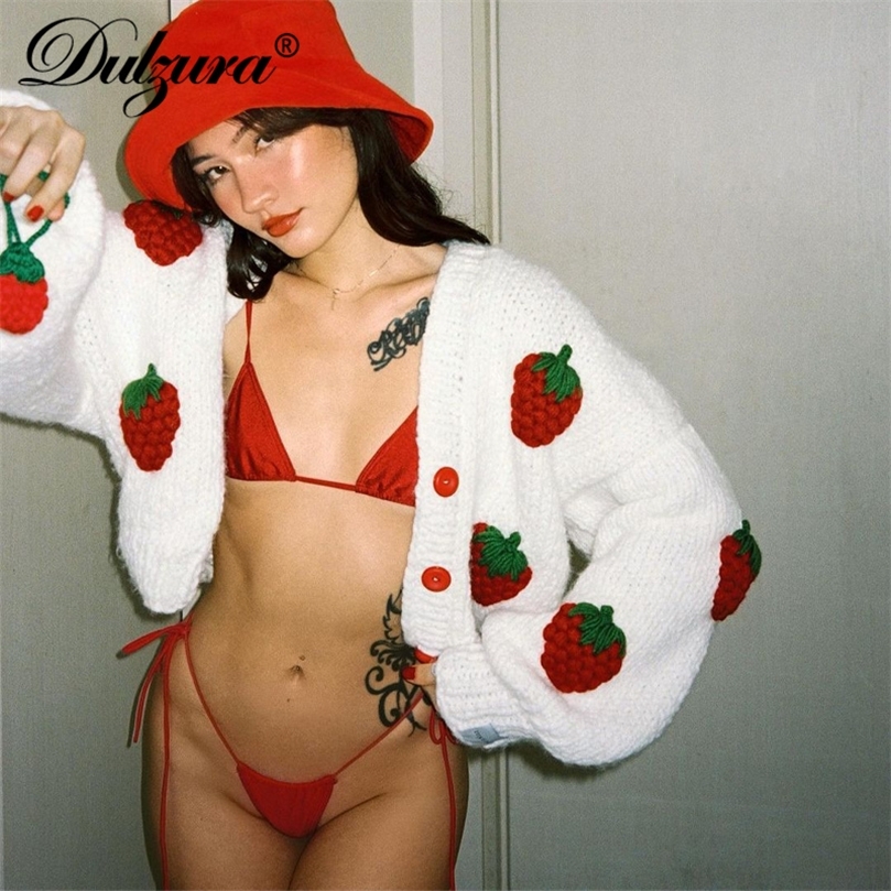 Dulzura strawberry embroidery women long sleeve crop top sweater coats short jacket loose oversized casual autumn winter 220816, White
Dulzura strawberry embroidery women long sleeve crop top sweater coats short jacket loose oversized casual autumn winter 220816, White