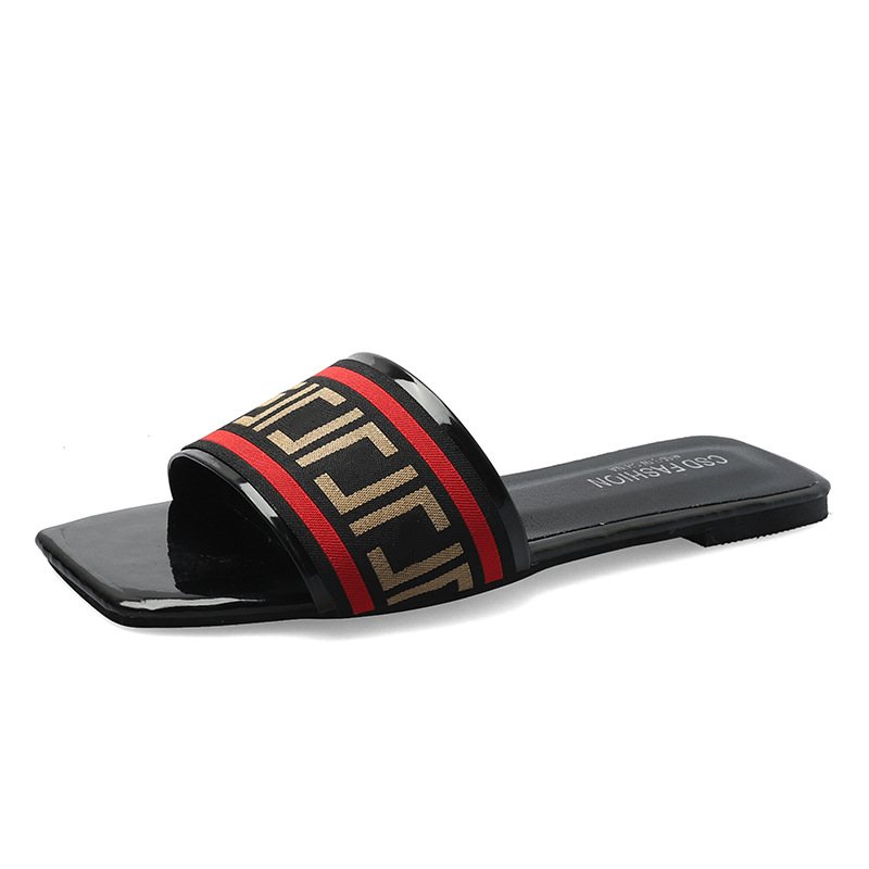 X desinger letter sandals 2022 summer fashion square head outdoor wear flat beach slippers for women, Black
X desinger letter sandals 2022 summer fashion square head outdoor wear flat beach slippers for women, Black