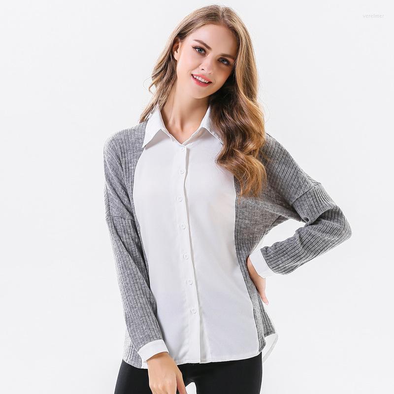 Women' Blouses & Shirts Patchwork Spring Fall Women Knitted Stitching Slim Contrast Long Sleeve Woman Blouse Tops Female Blusas TJR1165Wome, Gray
Women' Blouses & Shirts Patchwork Spring Fall Women Knitted Stitching Slim Contrast Long Sleeve Woman Blouse Tops Female Blusas TJR1165Wome, Gray