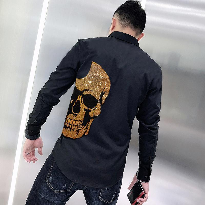 Men's Casual Shirts Loose Business Shirt High-Quality Long-Sleeved Super Shiny Gold Personality Skull Drilling Spring And Autumn Design, As shown asian size
Men's Casual Shirts Loose Business Shirt High-Quality Long-Sleeved Super Shiny Gold Personality Skull Drilling Spring And Autumn Design, As shown asian size